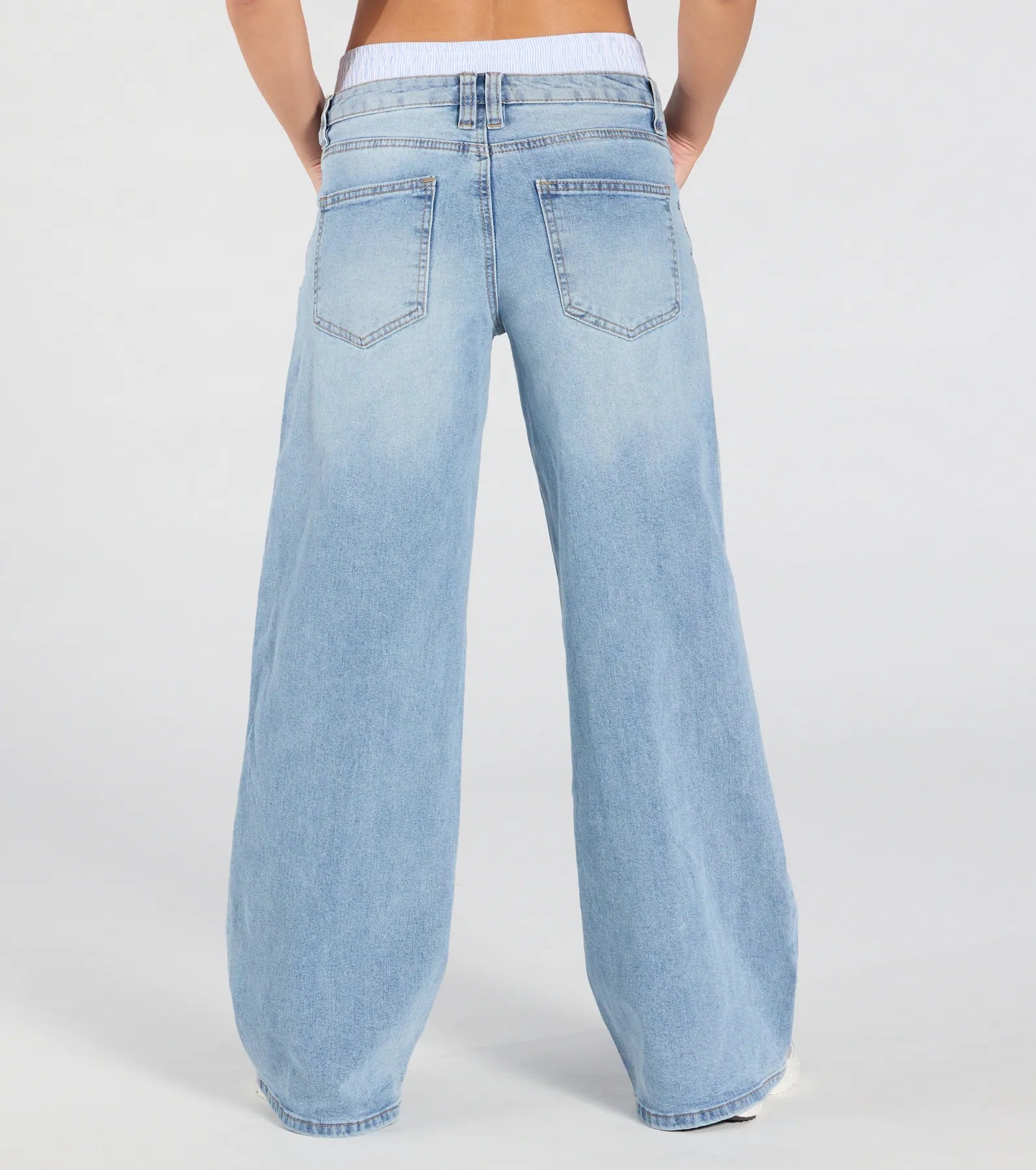 Trend Seeker Boxer Trim Wide-Leg Denim Jeans