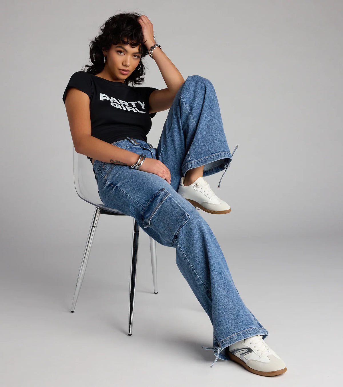 Off Duty Vibes Mid Rise Cargo Jeans