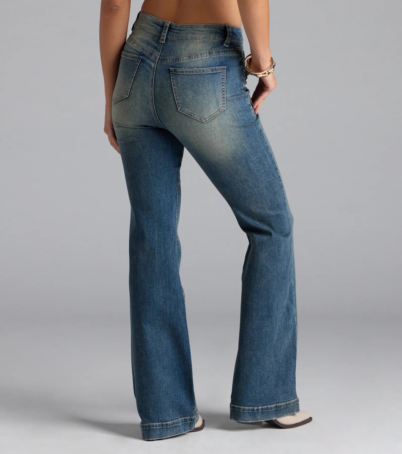 Word On The Street Mid-Rise Flare Denim Jeans