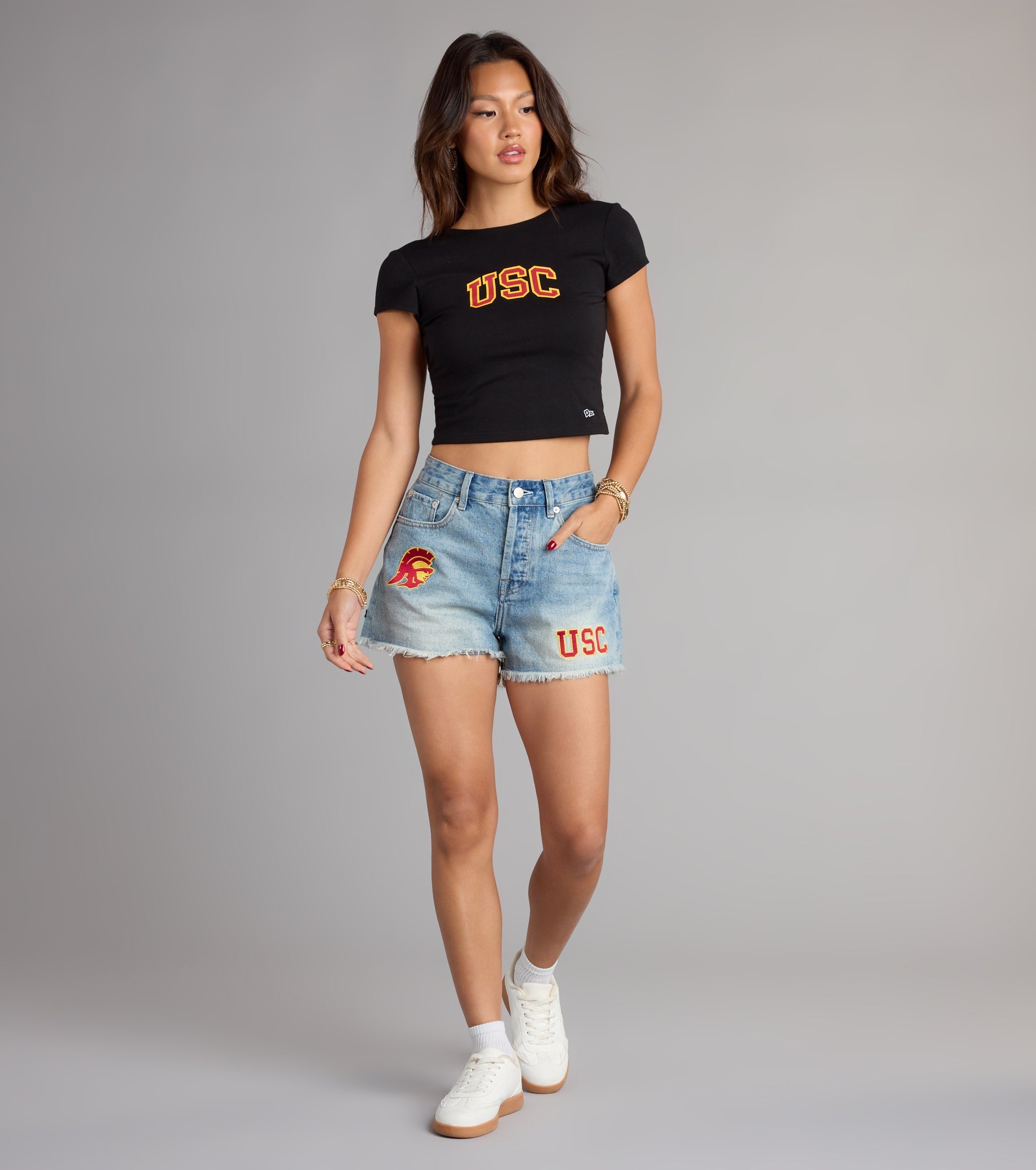 Fight On® USC® Patch Cut-Off Denim Shorts