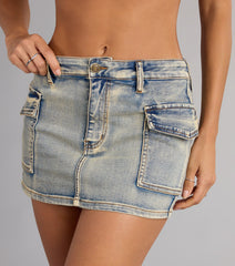 Throwback Cool Denim Cargo Mini Skirt