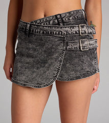 Buckle Up Baby High-Rise Denim Skort