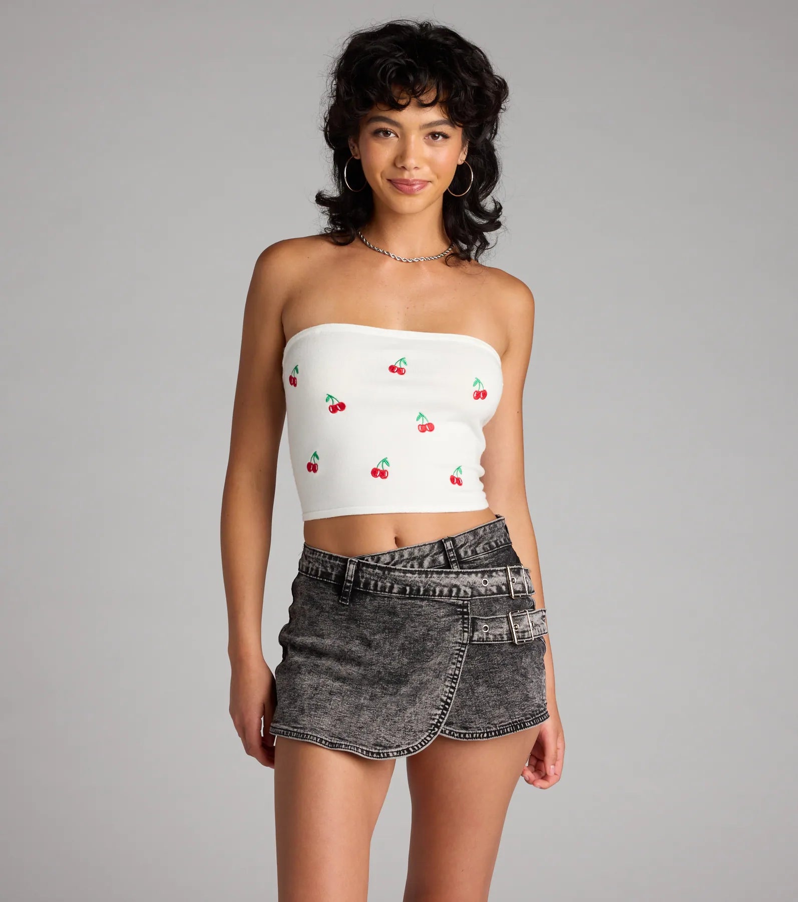 Buckle Up Baby High-Rise Denim Skort