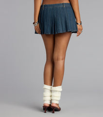 Throwback Cool Pleated Denim Mini Skort