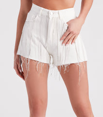 Totally In Fringe Rhinestone Denim Shorts