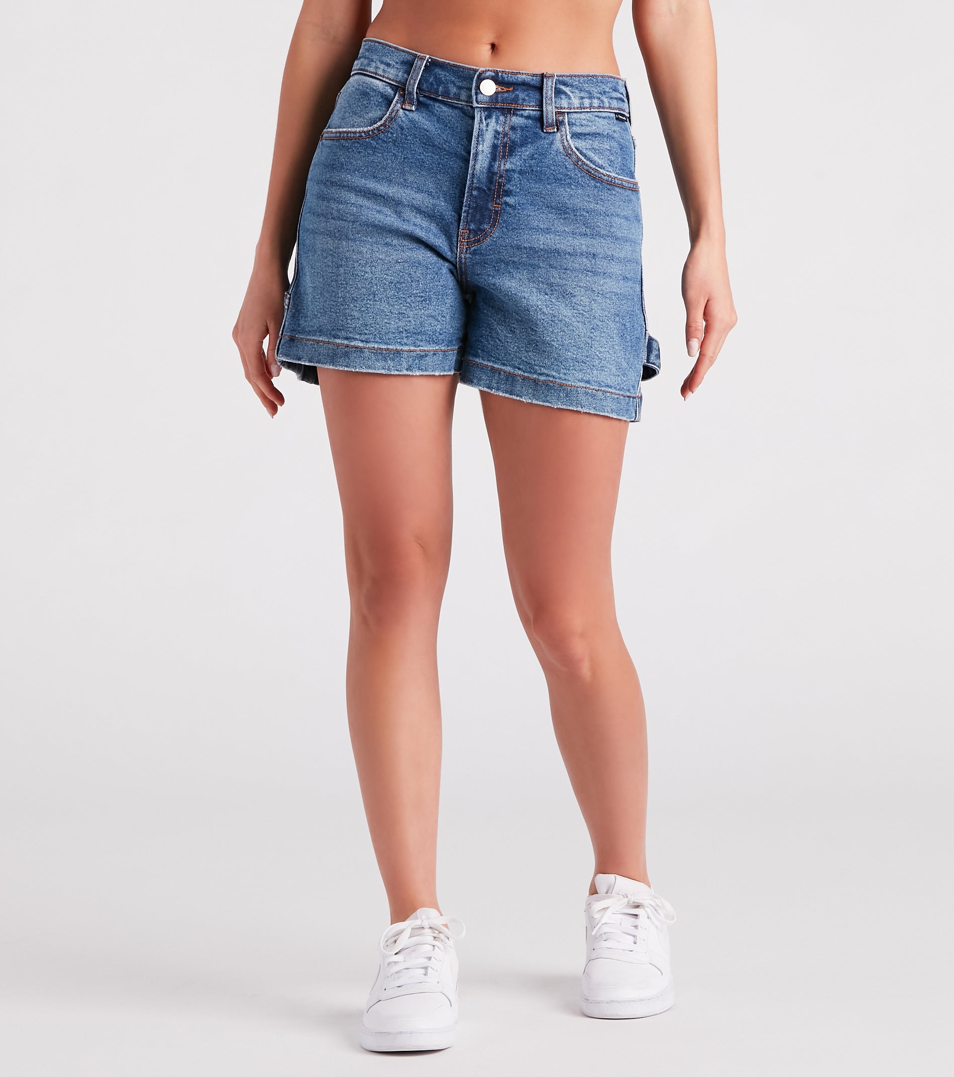 On The Move High-Rise Cargo Denim Shorts