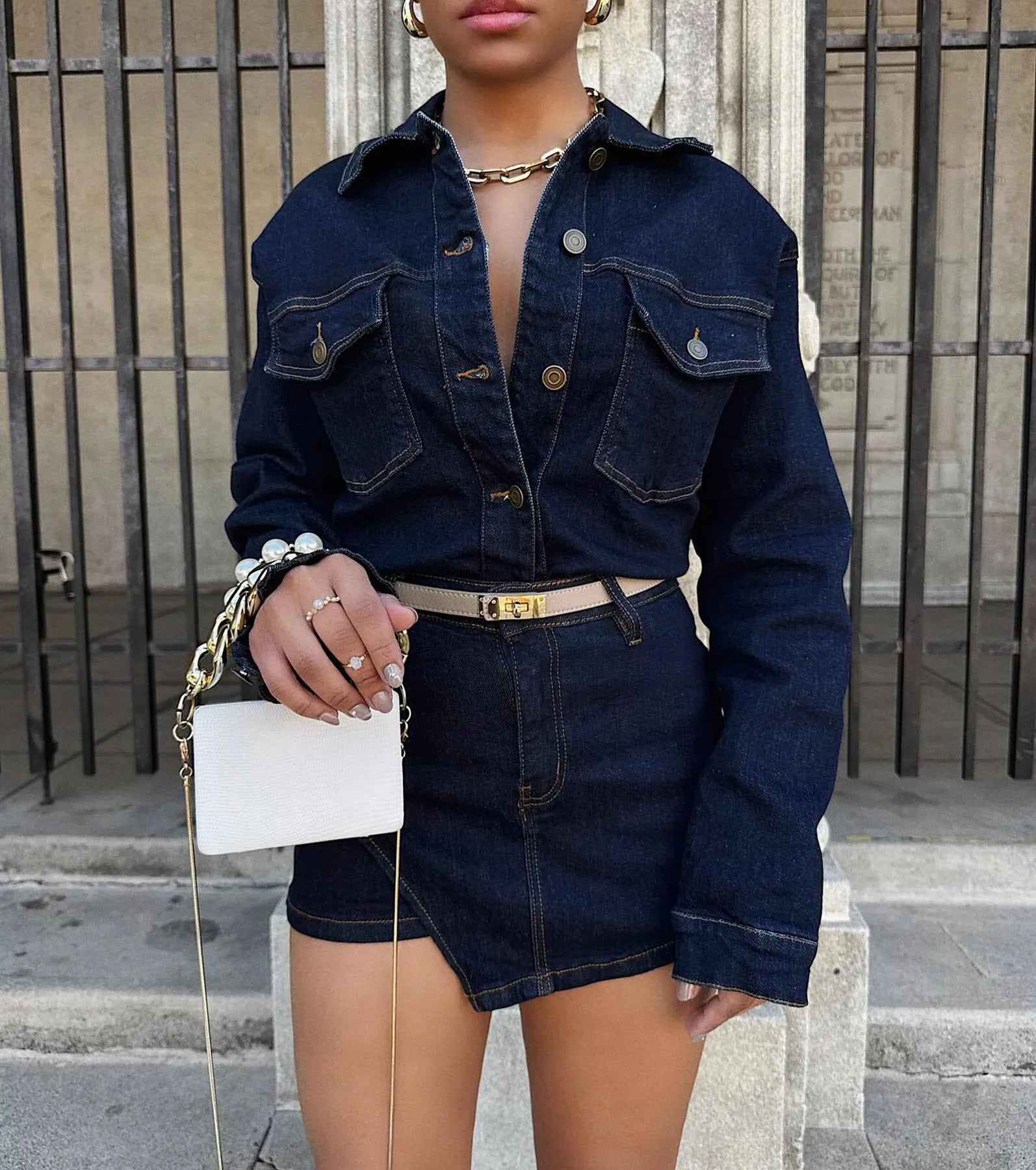 Trendy Casual High-Rise Denim Skort