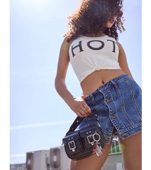 Timeless Staple Mid-Rise Button Denim Skort