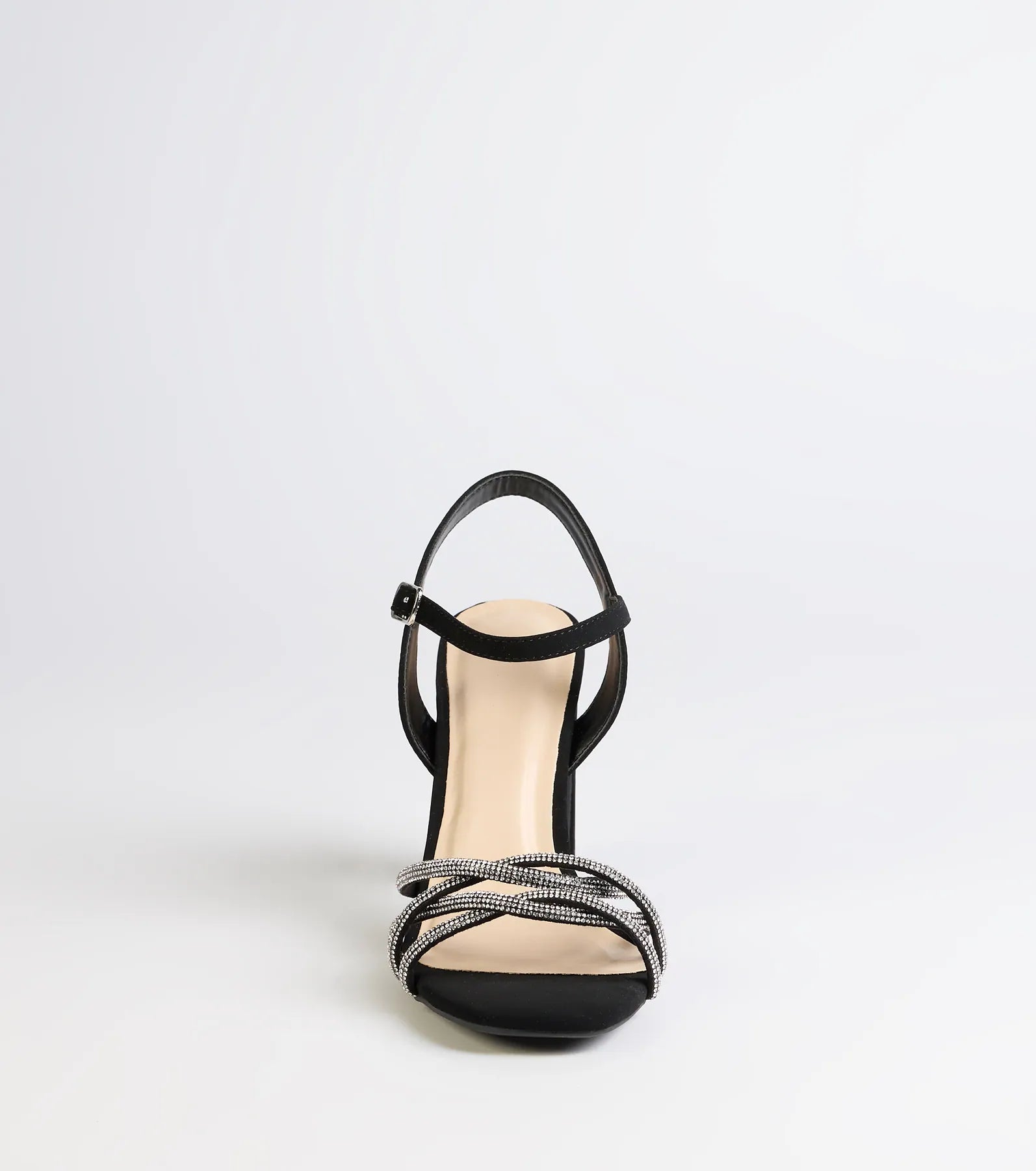 Classic Sparkle Rhinestone Strappy Block Heels