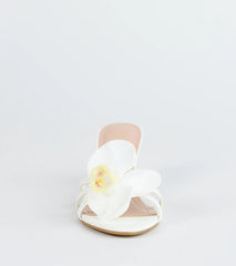 Vacay Ready Flower Strap Stiletto Mules