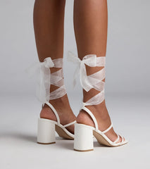 Stay Elegant Lace-Up Rhinestone Block Heels