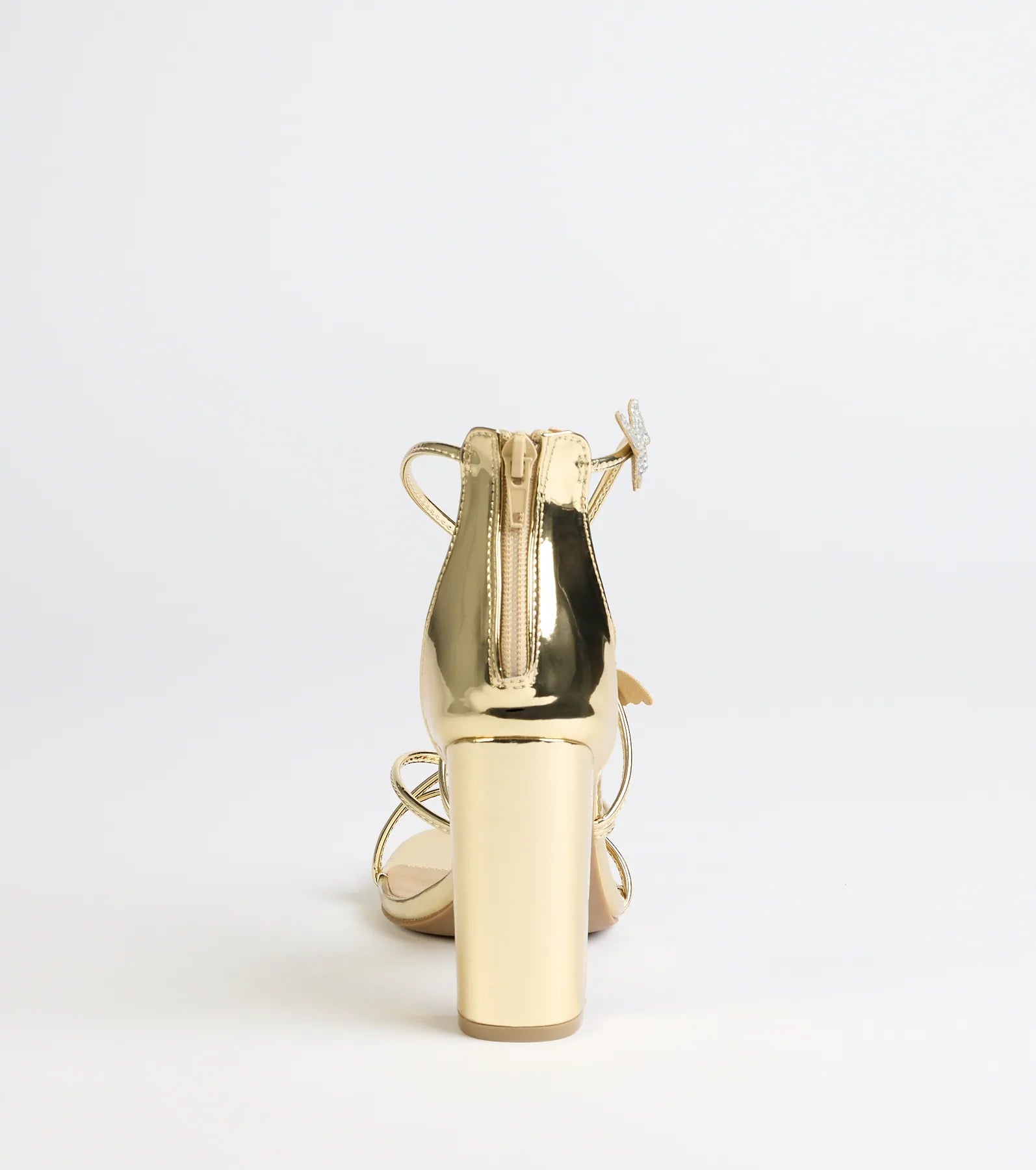 Whimsically Chic Butterfly Rhinestone Block Heels