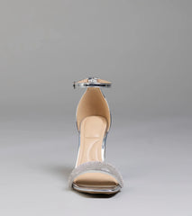 Bling On The Sparkle Rhinestone Metallic Block Heels