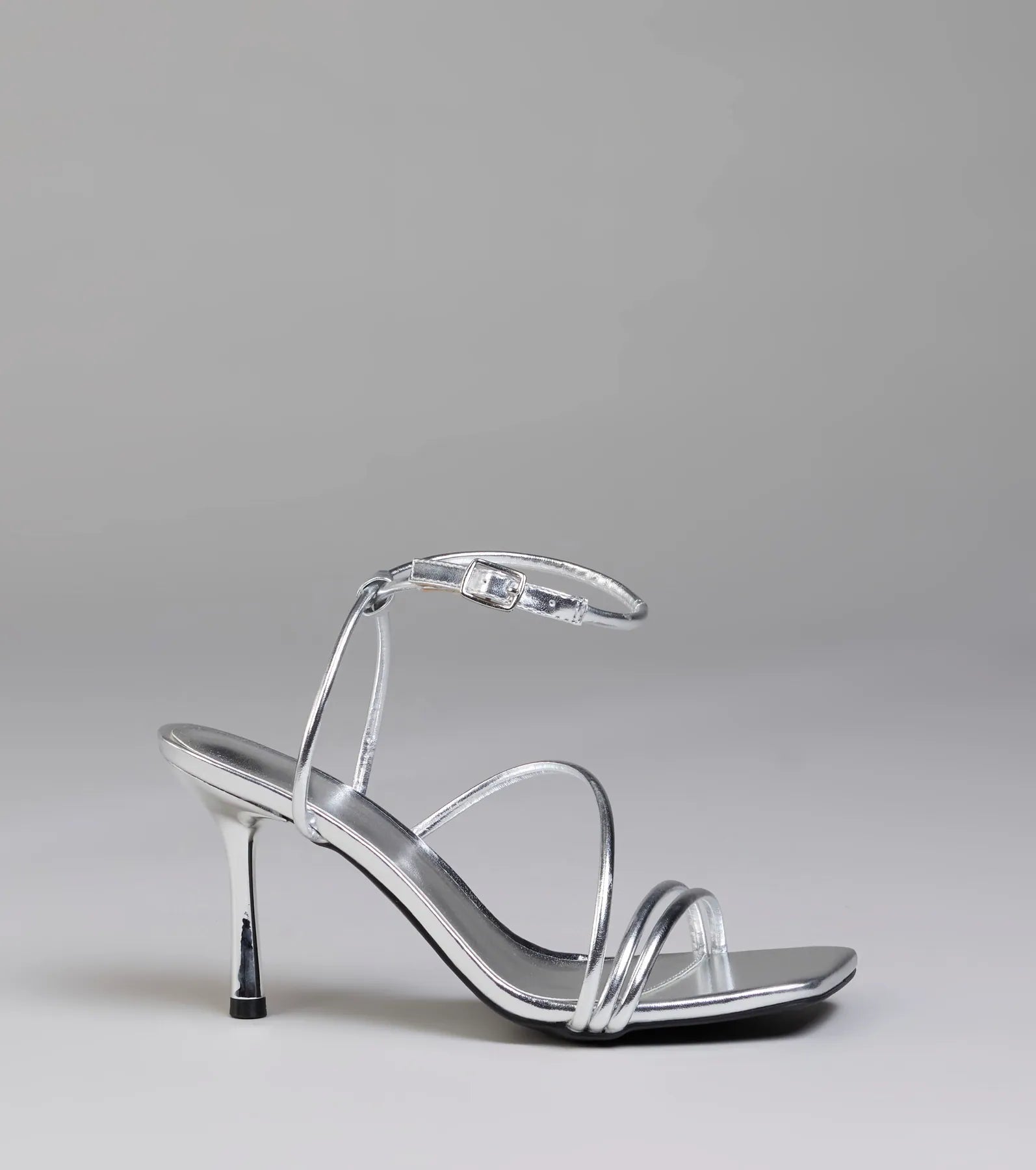 Edgy Elegance Metallic Strappy Stiletto Heels