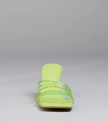 Alluring Strappy Stud Stiletto Mules