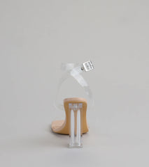 Clearly Chic Square Toe Block Heels