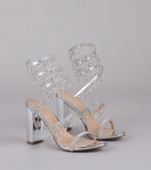 Keep It Gorgeous Rhinestone Spiral Block Heels