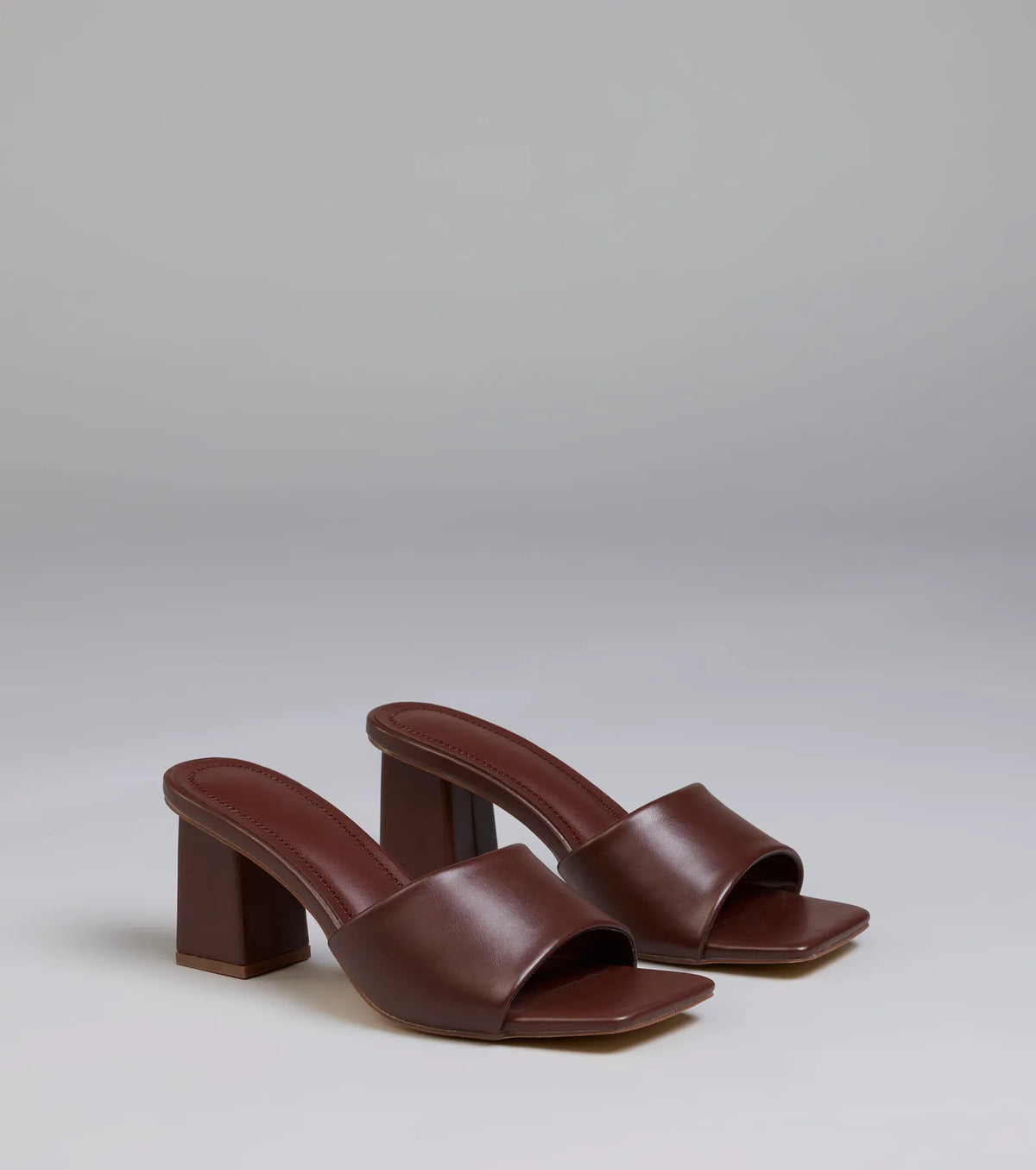 Chic Flair Square Toe Block Heel Mules