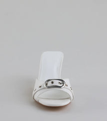 Brunch To Cocktails Buckle Stiletto Mules