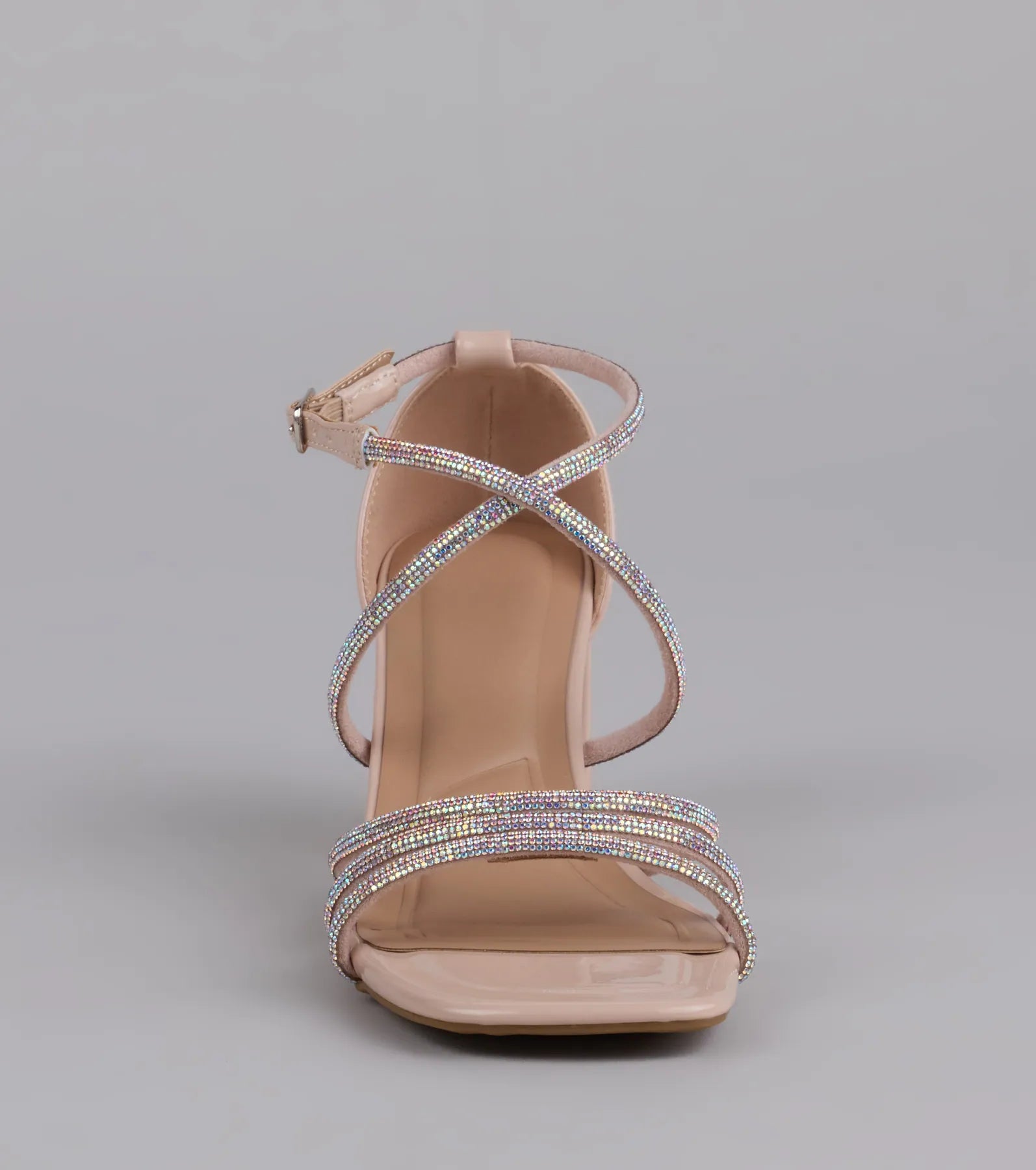 A-List Glam Rhinestone Strappy Block Heels