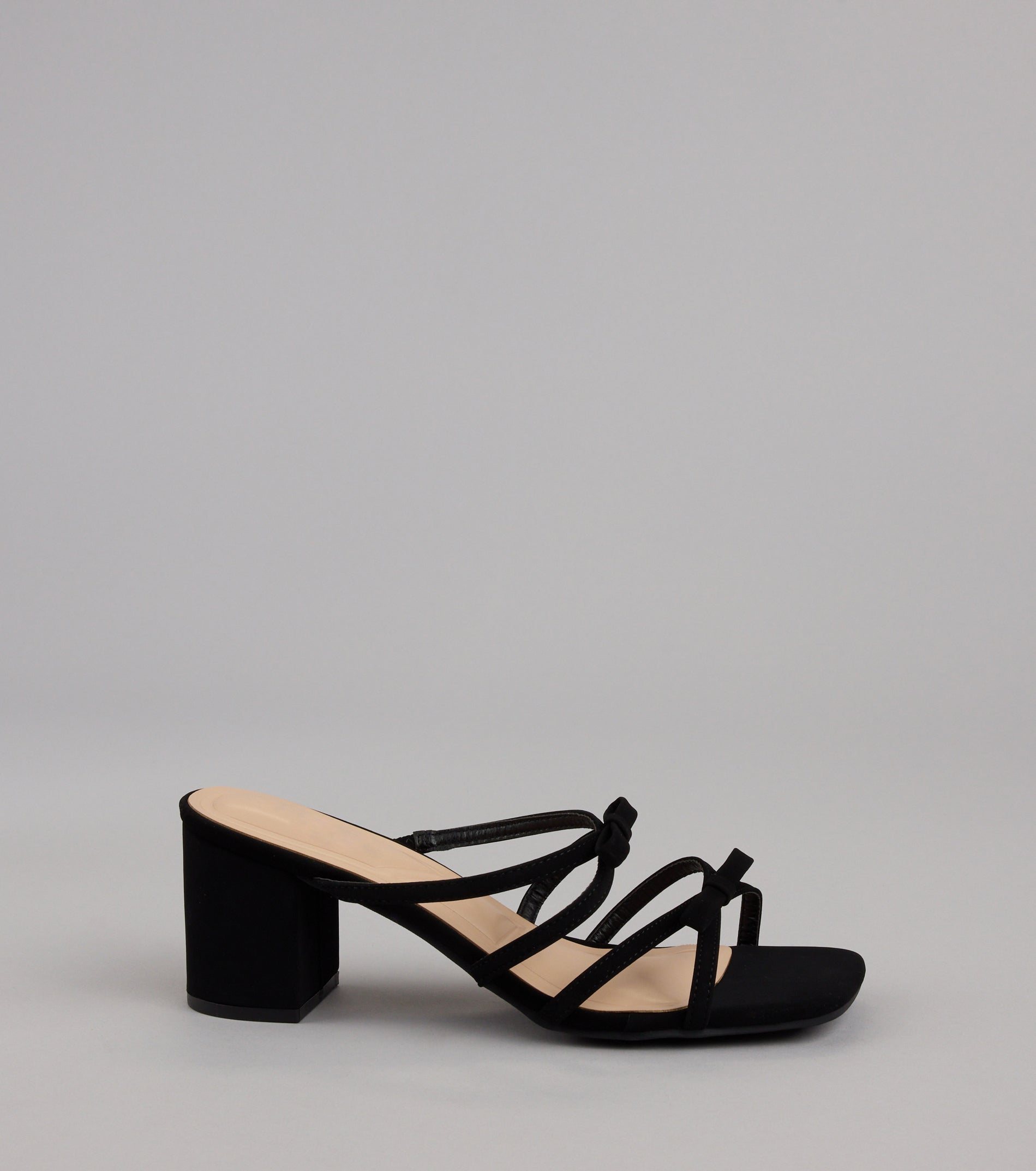 All Day Cute Bow Strap Block Heel Mules