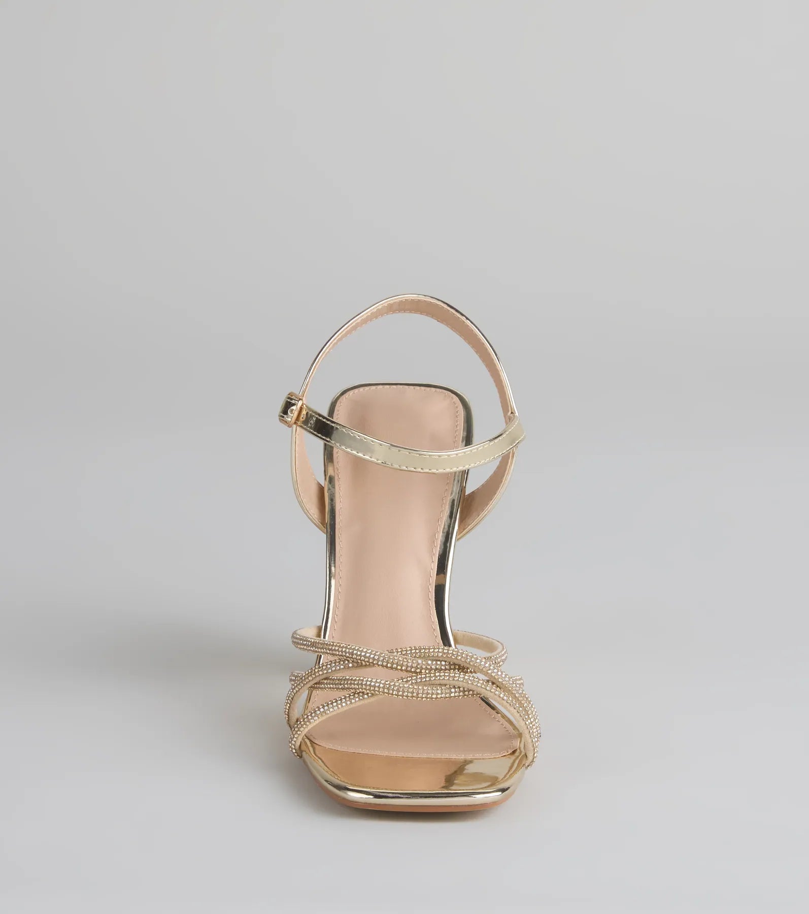 Glow Getter Twisted Rhinestone Heels