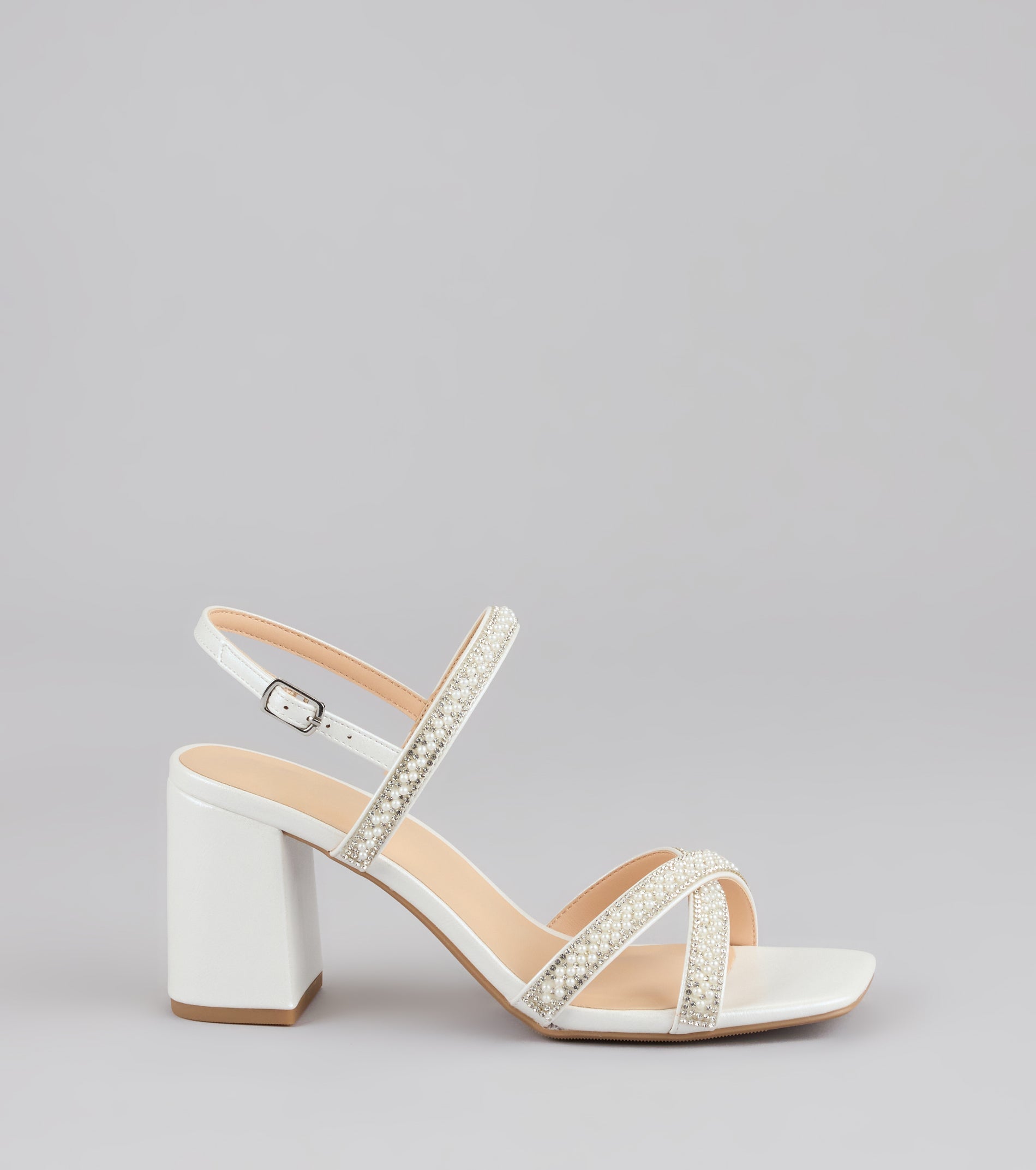 Shine All Night Pearl Rhinestone Block Heels