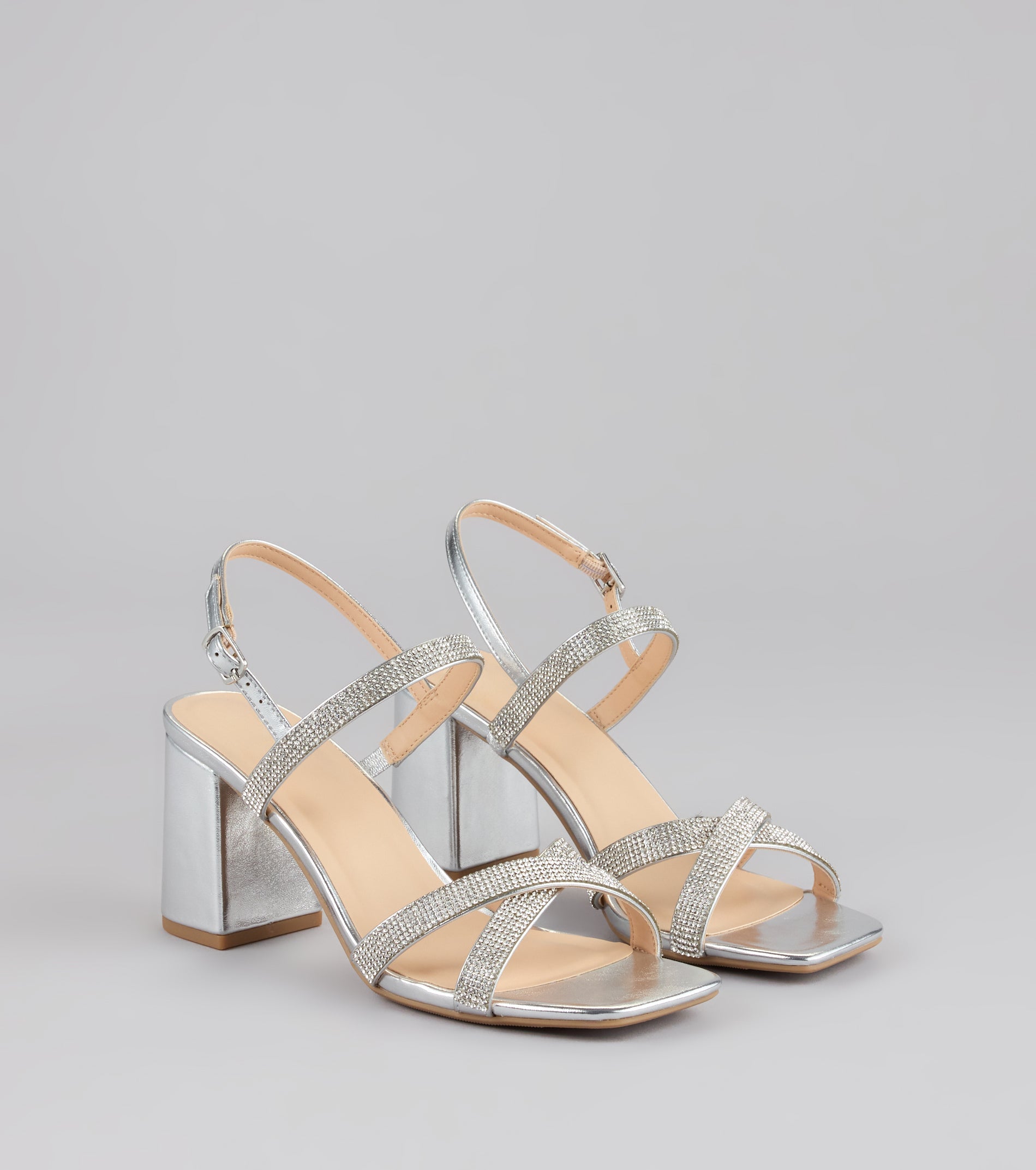 Night Luxe Rhinestone Block Heels