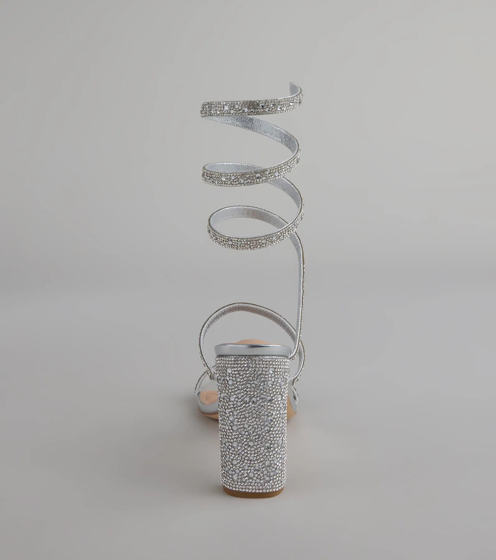 Feelin' Glam Rhinestone Spiral Strap Block Heels