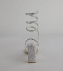 Feelin' Glam Rhinestone Spiral Strap Block Heels
