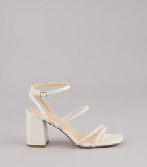 Chic And Polished Pearl Satin Block Heels