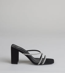 Strut Strategy Rhinestone Strappy Mules