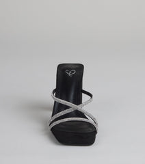 Strut Strategy Rhinestone Strappy Mules