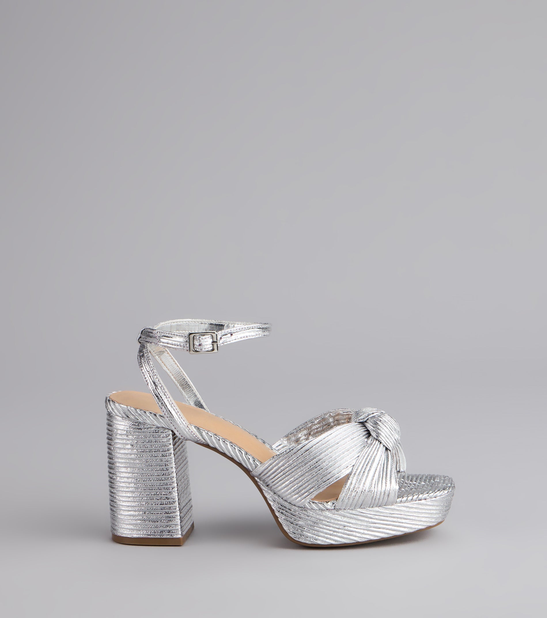 Shimmer Steps Metallic Block Heels