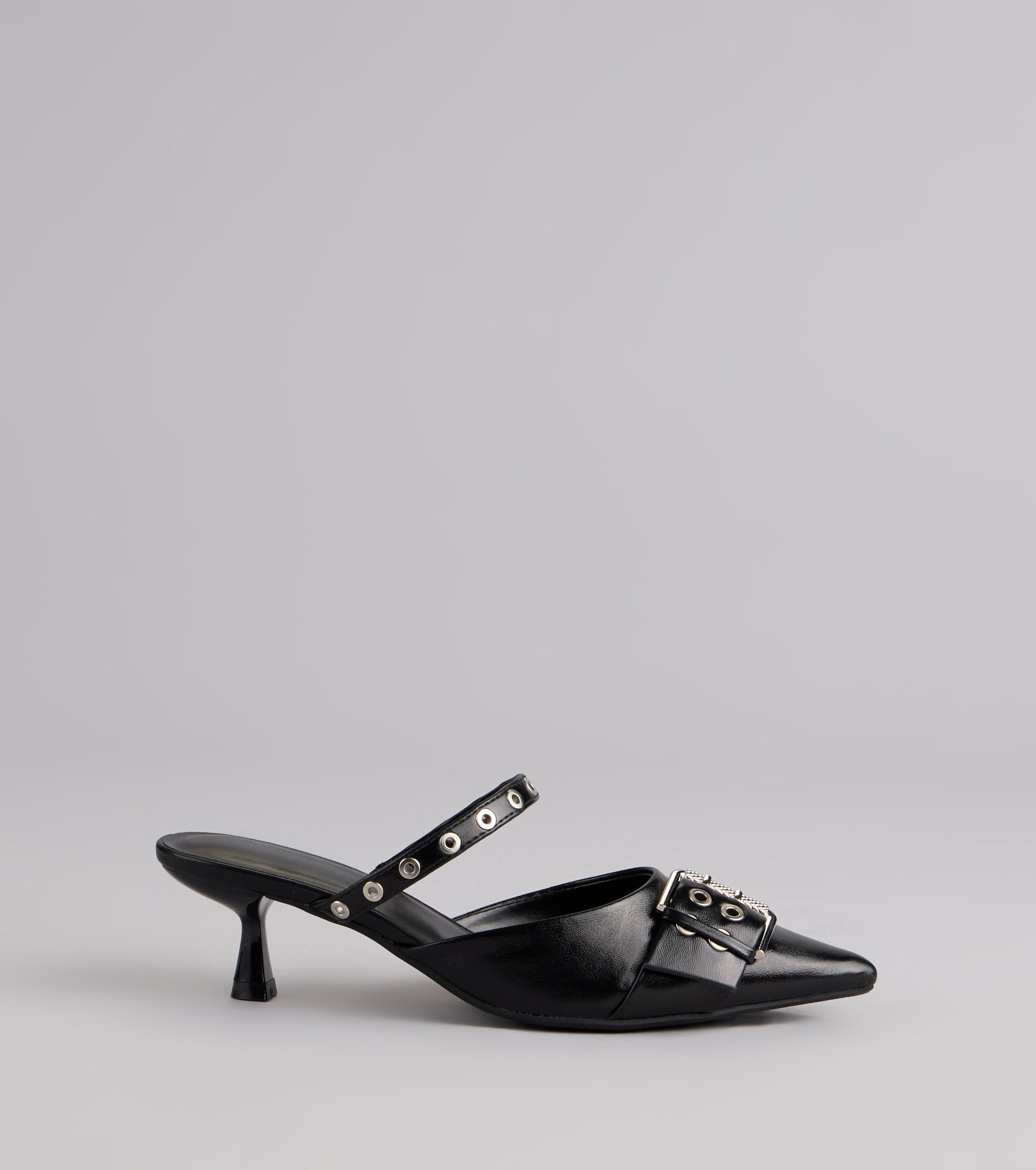 Rebel Chic Buckle Kitten Heels