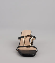 Sassy Sleek Square Toe Kitten Heels