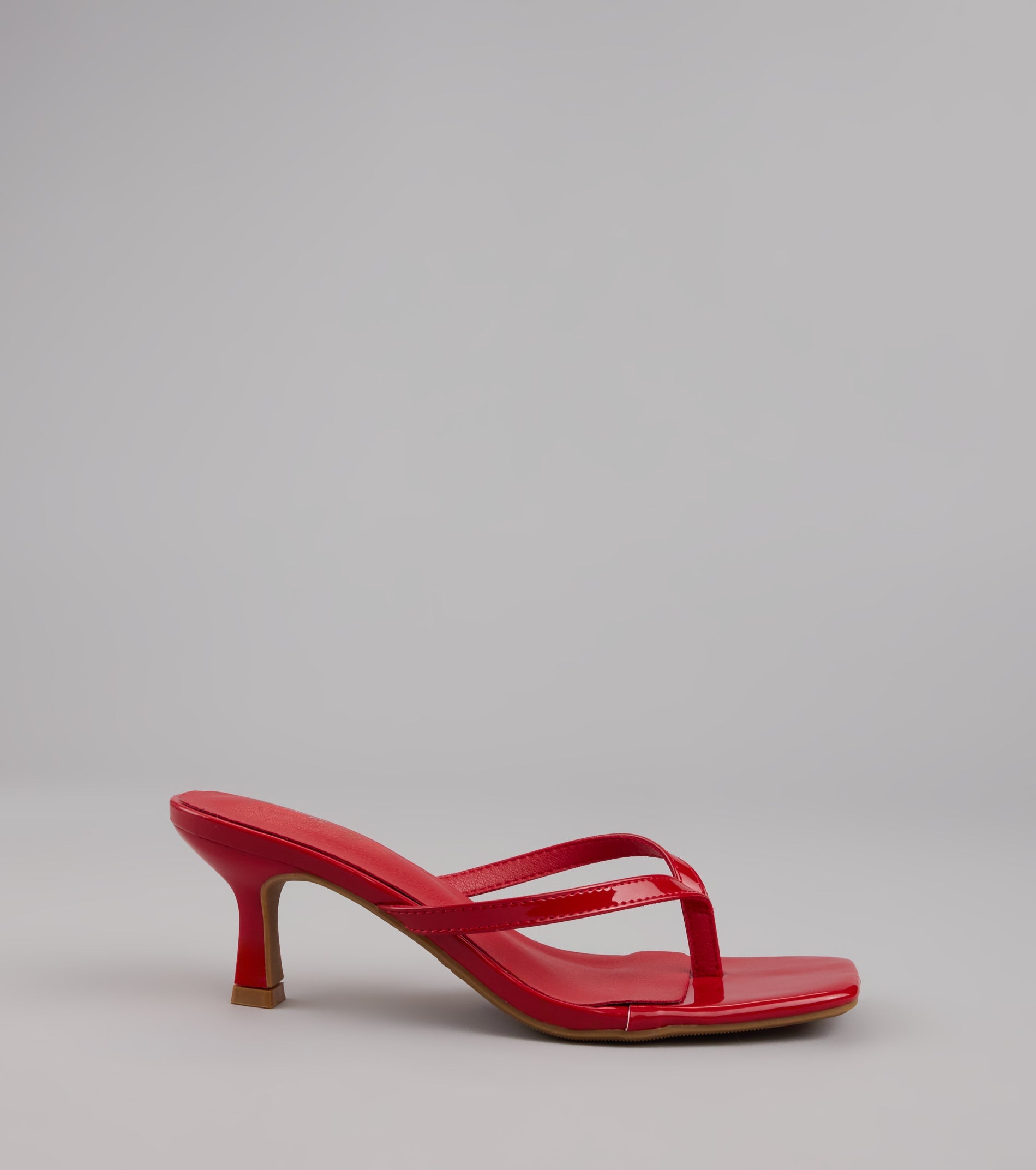 Sleek Obsessions Patent Thong Kitten Heels