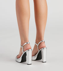 You Glow Girl Metallic Block Heels