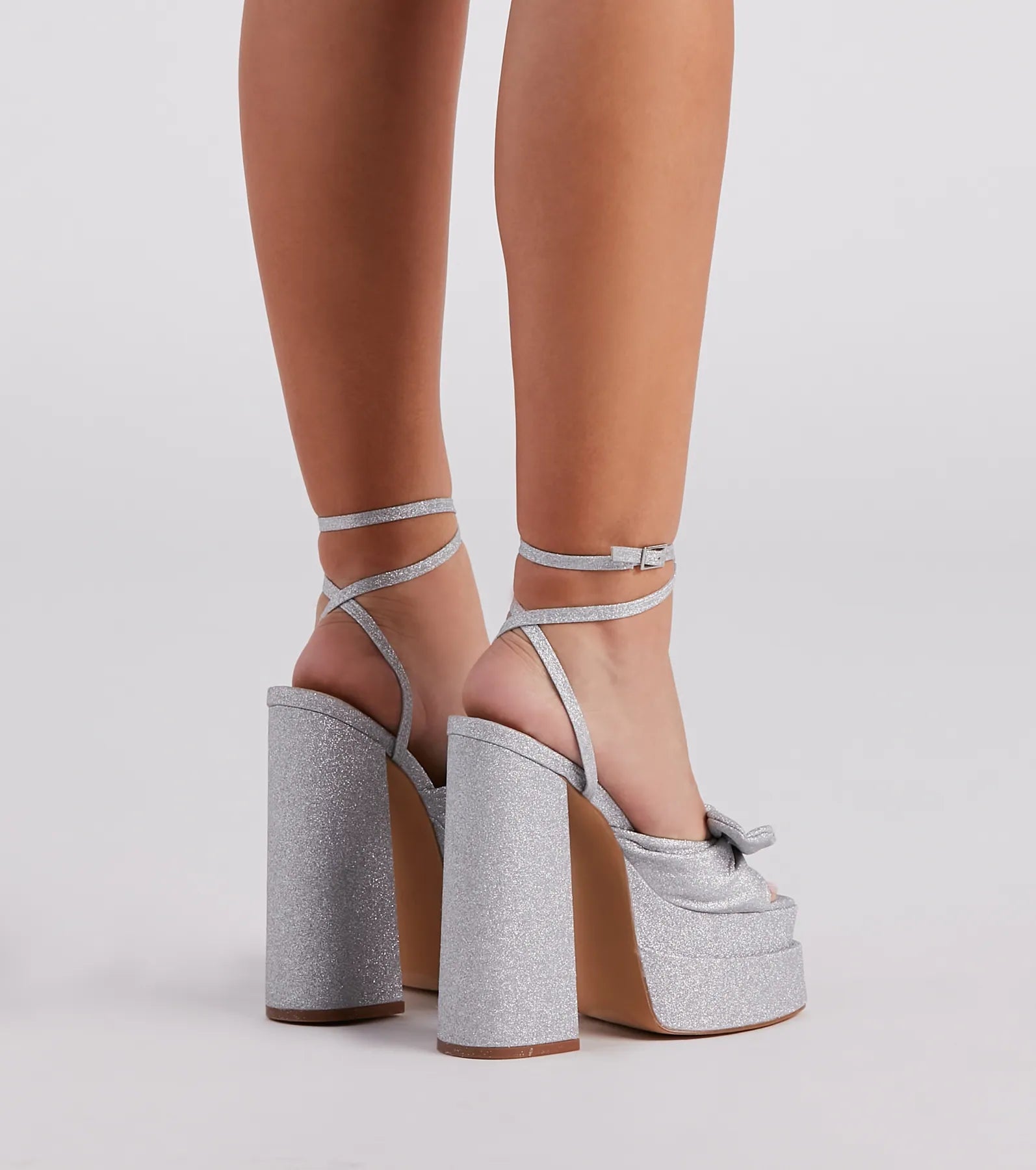 Major Diva Glitter Mesh Platform Heels