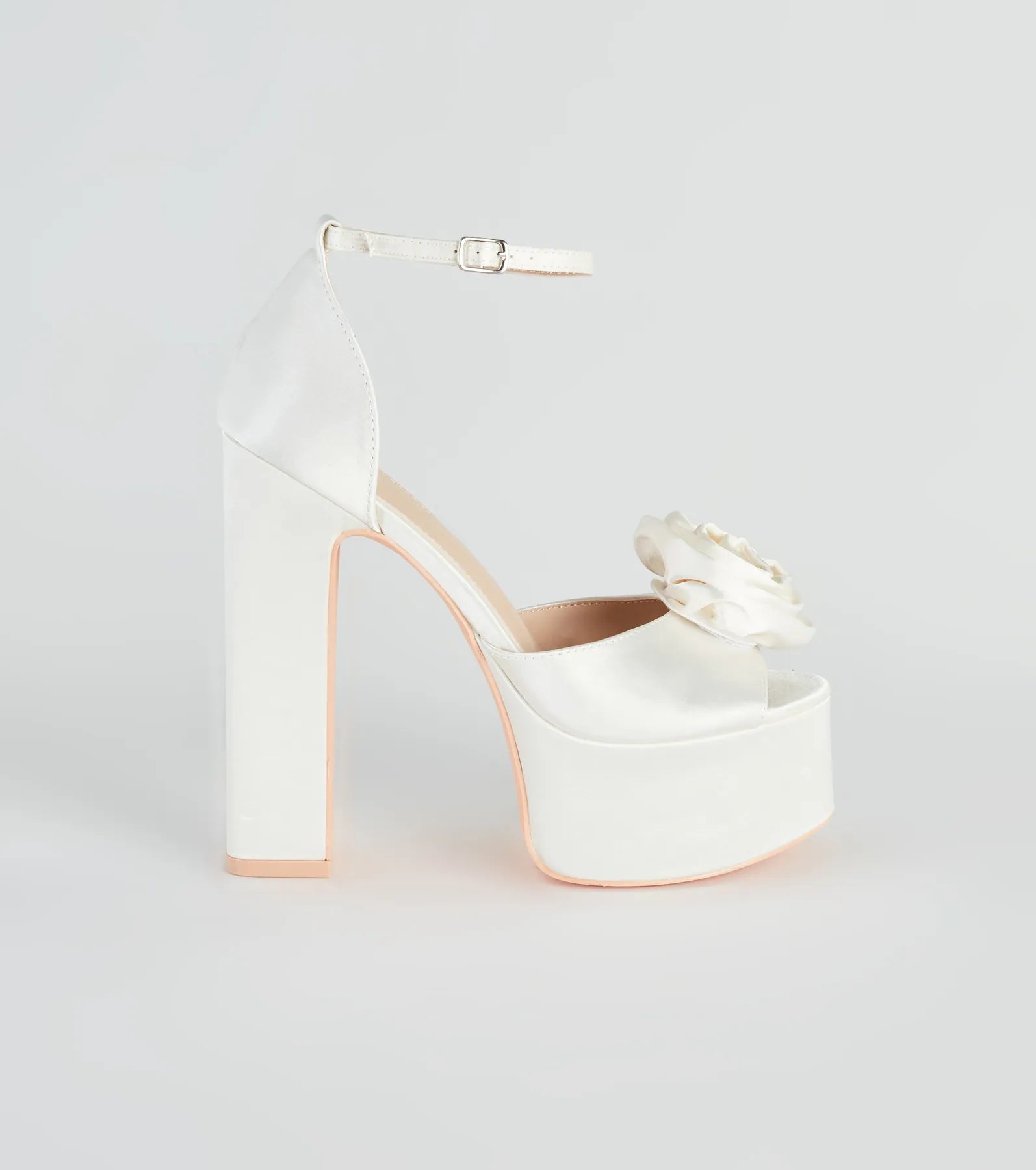 Fashion Strut Satin Rose Platform Heels