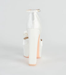 Fashion Strut Satin Rose Platform Heels