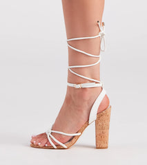 Cute Find Lace-Up Cork Block Heels