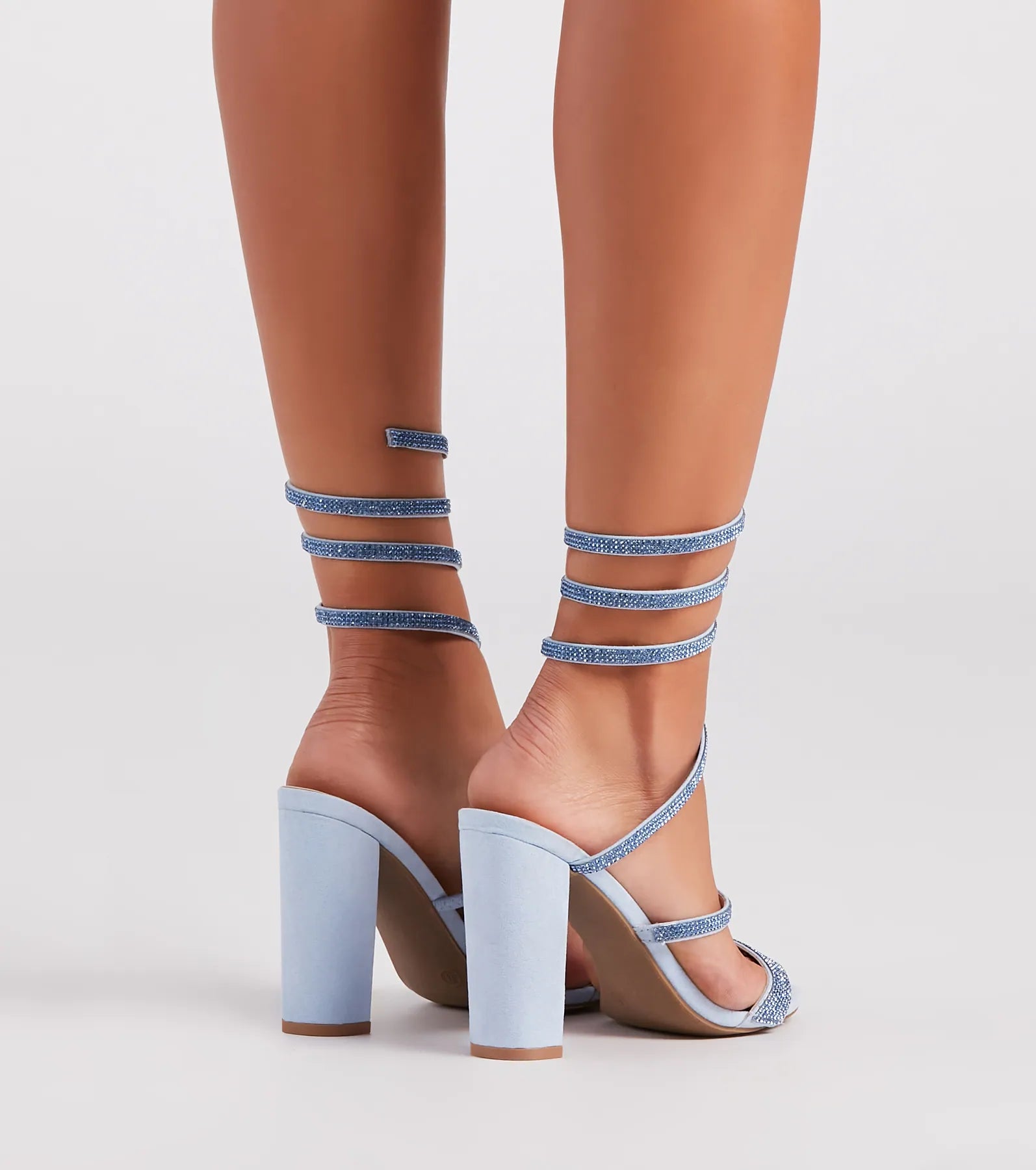 Fancy Gal Rhinestone Spiral Block Heels