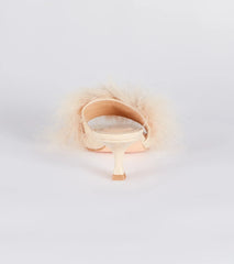 Diva Cutie Marabou Kitten Heel Mules