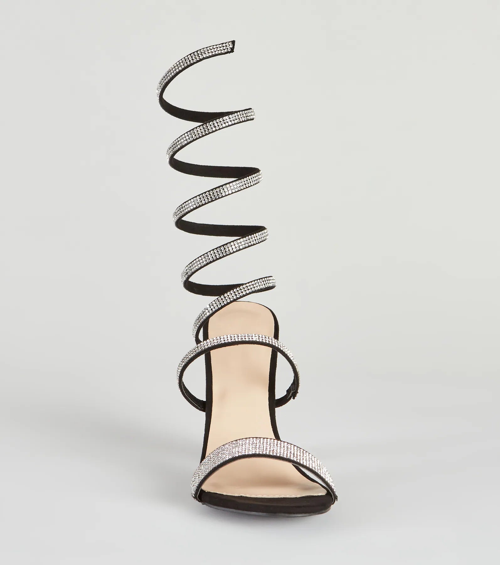 Fancy Gal Rhinestone Spiral Block Heels
