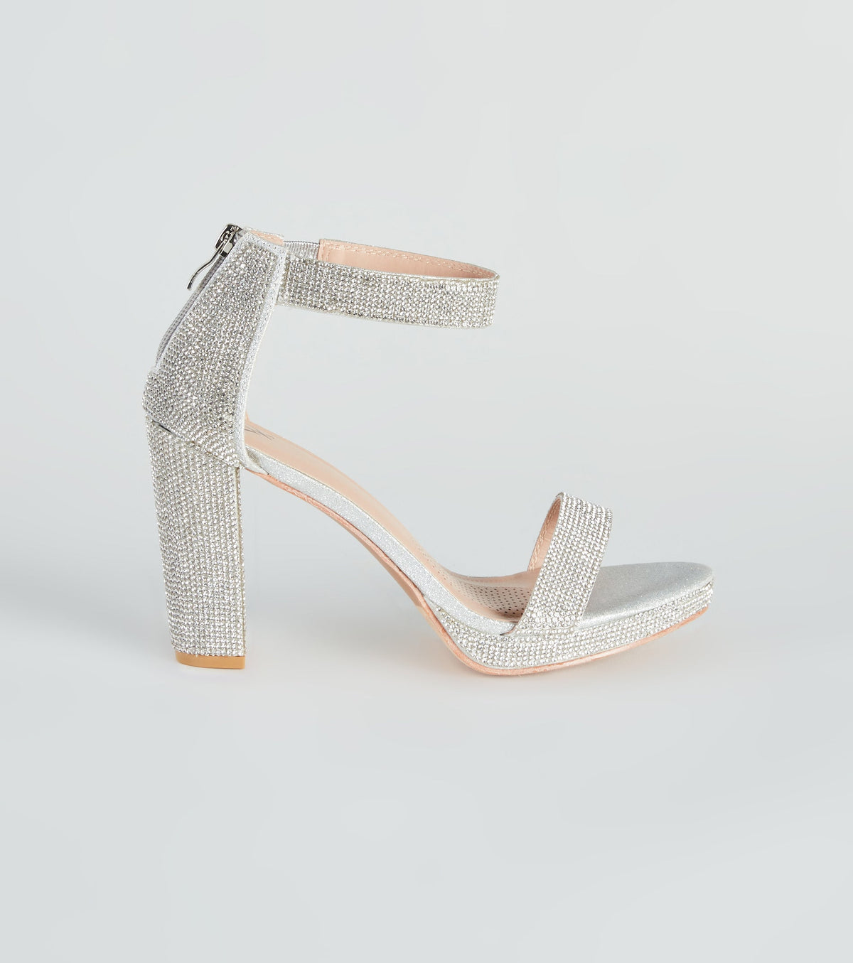 Oh My Shine Rhinestone Block Heels