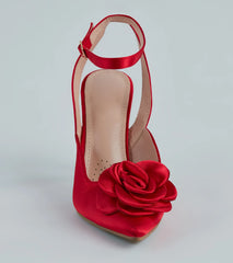 Sleek Charm Satin Rosette Stiletto Pumps