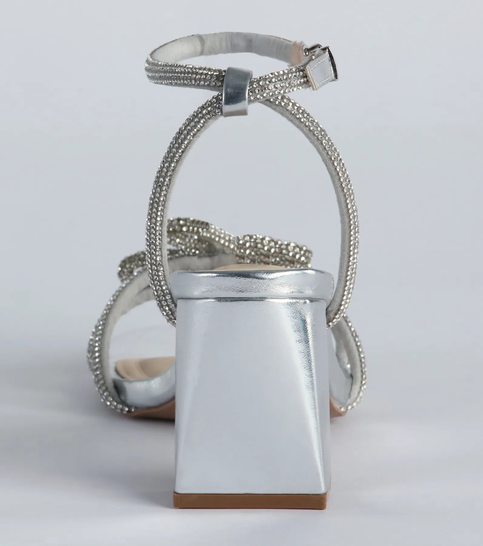 Beauty Bloom Rhinestone Flower Block Heels