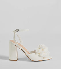 Darling Touch Beaded Ruffle Block Heels