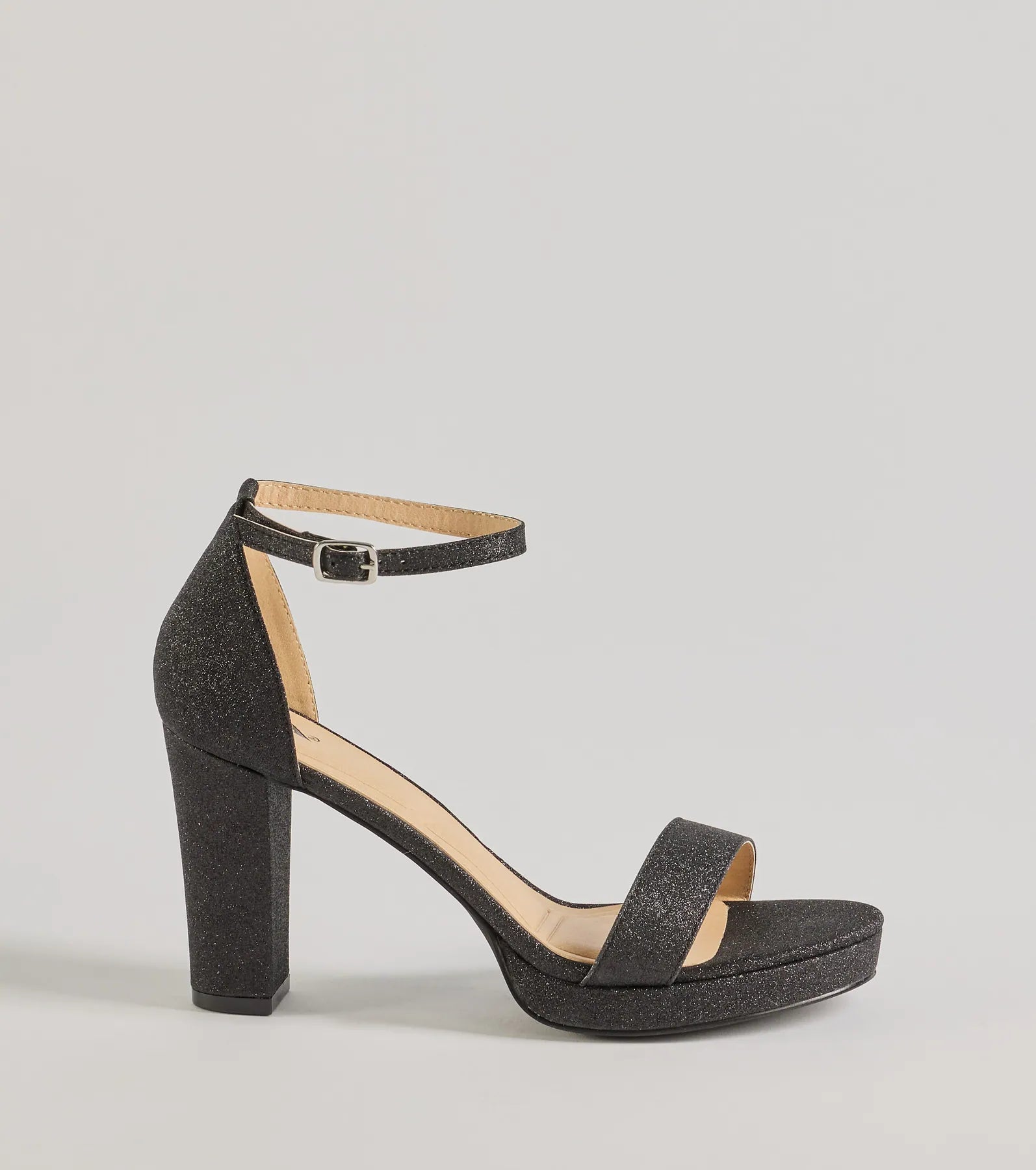 Sparkle And Glow Glitter Mesh Platform Heels